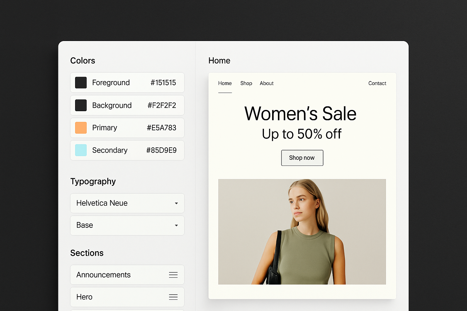Design visually with live preview