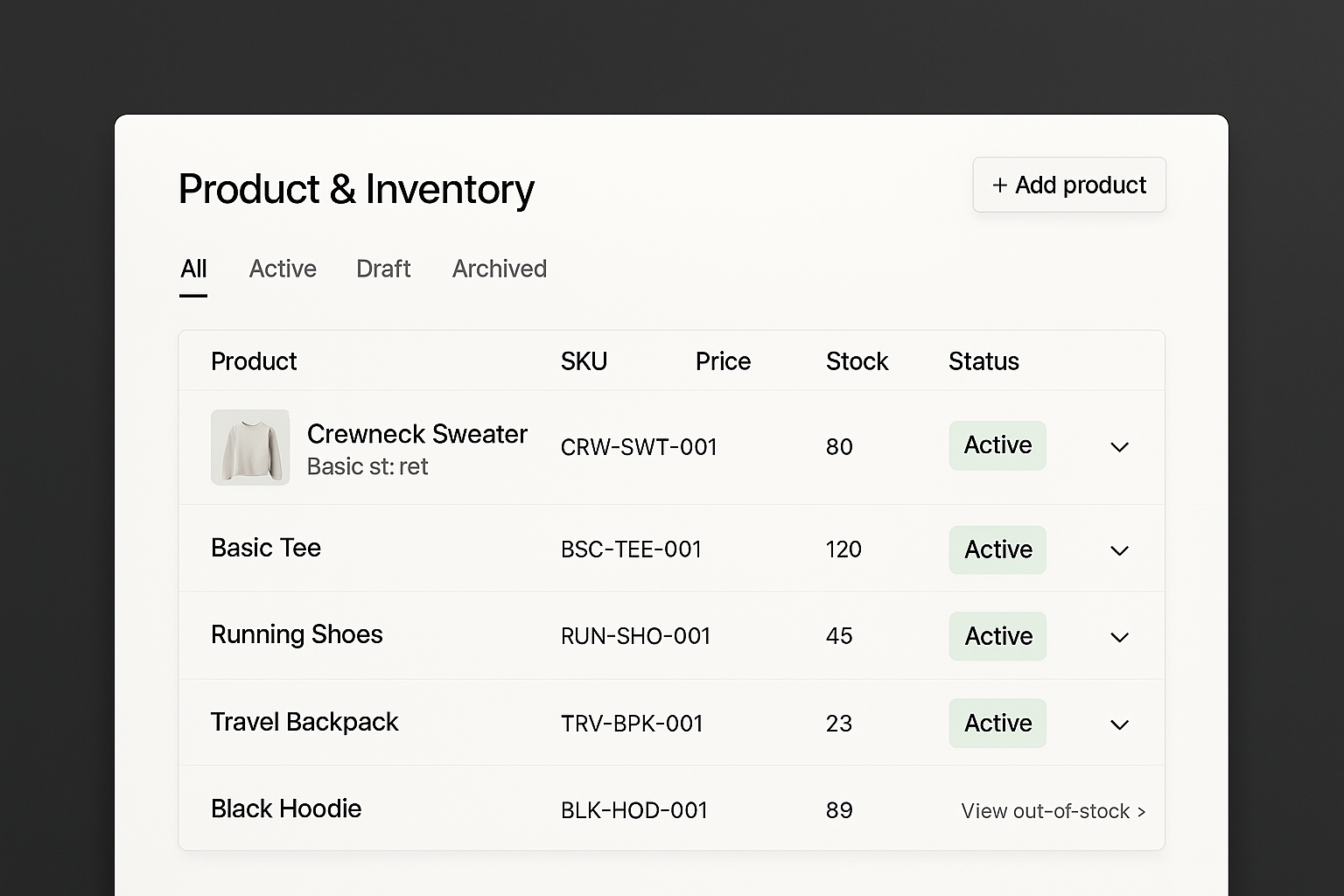 Product & Inventory